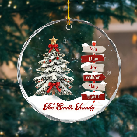 Personalized Family Glass Christmas Ornament