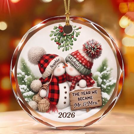 Personalized Our First Christmas Newlywed Wedding Ornament