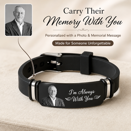 Personalized Photo Memorial Bracelet – Custom I'm Always With You Remembrance Keepsake