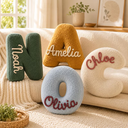 Personalized Initial Letter Pillow – Custom Name Alphabet Cushion for Kids & Home Decor