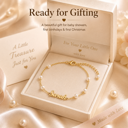 Personalized Peaceful Pearl Name Bracelet For Baby