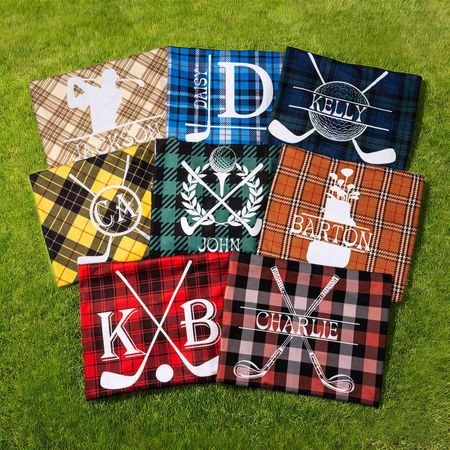 Personalized Name Plaid Breathable Golf Cart Seat Cover, Golf Cart Accessories