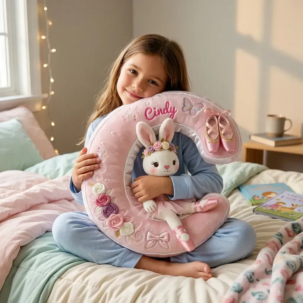 Bunny Ballet Alphabet Pillow - Personalized Gifts For Girls