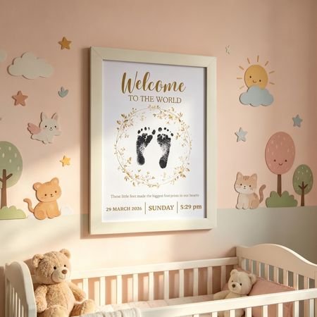 👣 Personalized Newborn Footprint Keepsake Frame