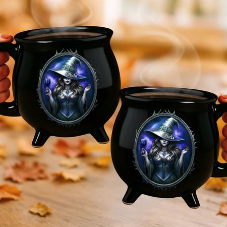 Custom 11oz Ceramic Cauldron Coffee Mug  -Witch's Brew Awaits  Sip the Magic This Halloween!