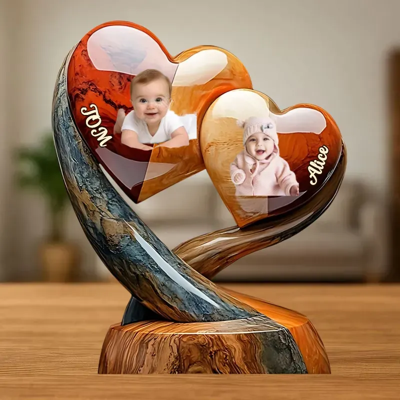 Together Forever - Personalised Two Heart Couple Photo Plaque