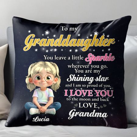 To My Granddaughter, Sparkle and Stars - Personalized Custom Pillow, Insert IncludedTo My Granddaughter, Sparkle and Stars - Personalized Custom Pillow, Insert Included