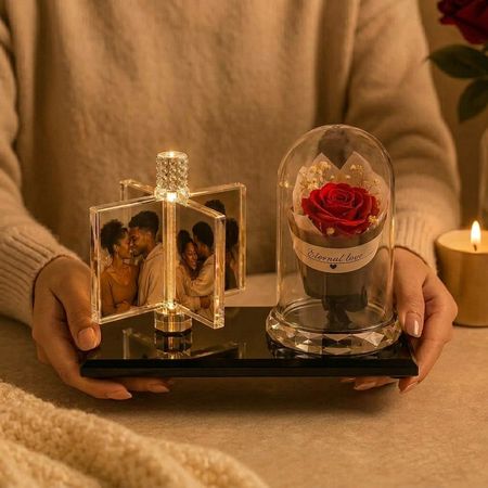 Personalized Photo Rose Light Gift for Couples