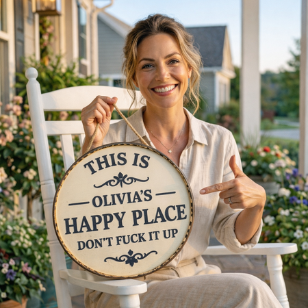 Personalized Funny Garden Metal Sign - (This Is My Happy Place Don't F-ck It Up) Vintage Decor