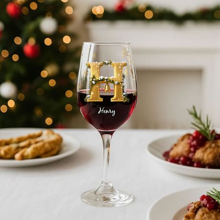 Merry Christmas - Personalised Elk Family Wine Glass