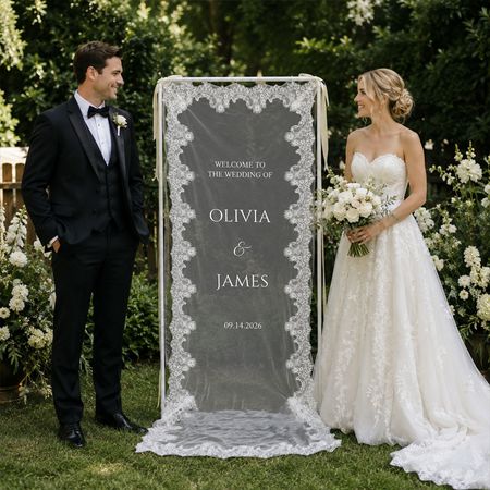 Personalized Lace Wedding Welcome Sign