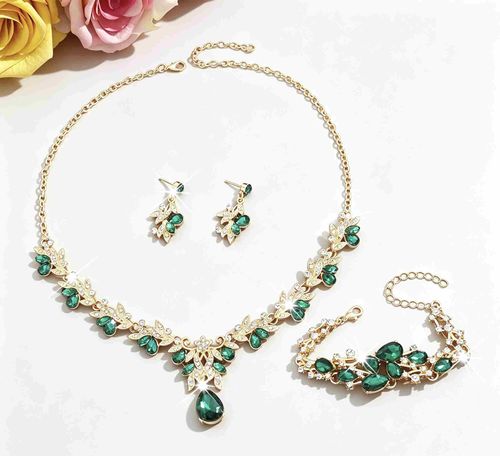 Luxury Rhinestone Leaf Bridal Jewelry Set for Wedding Fashion