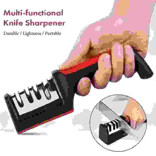 New 4-in-1 Manual Knife Sharpener, Quickly Sharpen Knives & Scissors