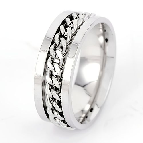 Multifunctional Stainless Steel Spinner Ring Unisex Fidget Chain Ring with Bottle Opener, Fashion Jewelry
