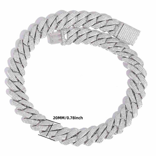 Iced Out Double Row Diamond Cuban Link Hip Hop Chain Necklace
