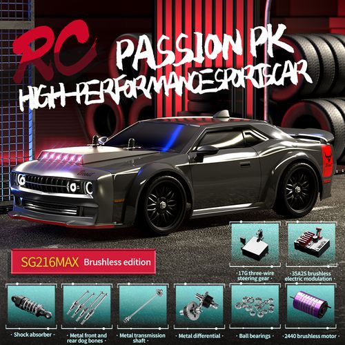 ZLL Beast SG216MAX High Performance 1：16 Scale 4WD RC Drift Car with Brushless Motor, LED Lights, Full Proportional Radio Control, Black