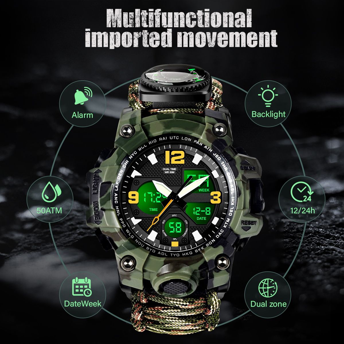 23-in-1 Survival Military Digital Watch