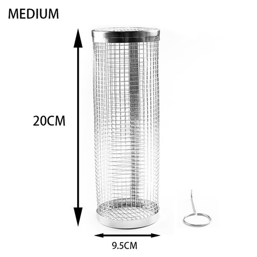 2026 2pcs Round Tube Cylinder Barbecue Barbeque BBQ Roller 304 Stainless Steel Wire Mesh Rolling Grilling Baskets for Outdoor