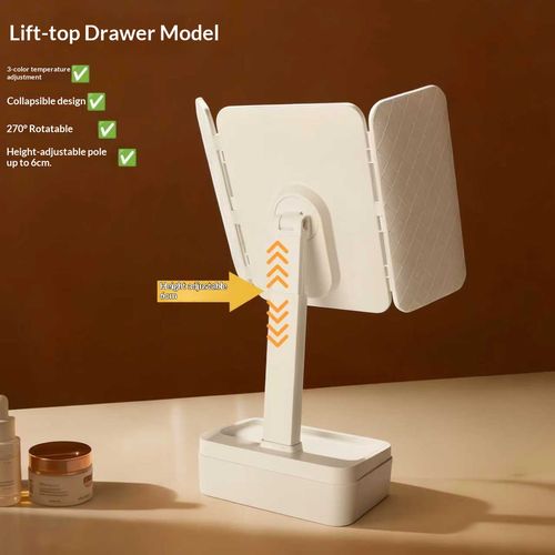Customized 3-sided High-definition 3X Magnification Durable and Portable Makeup Mirror with Multiple Adjustable Lighting Setting