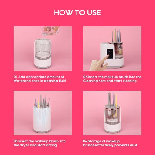 Hot Sales 3-in-1 Rechargeable Portable Quick Dry Automatic Electronic Ultrasonic Makeup Brush Cleaner and Dryer Machine