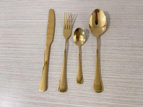 Classic Design 24-Piece Stainless Steel Gold Plated Knife Spoon Fork Set with Case Dishwasher Safe & Durable