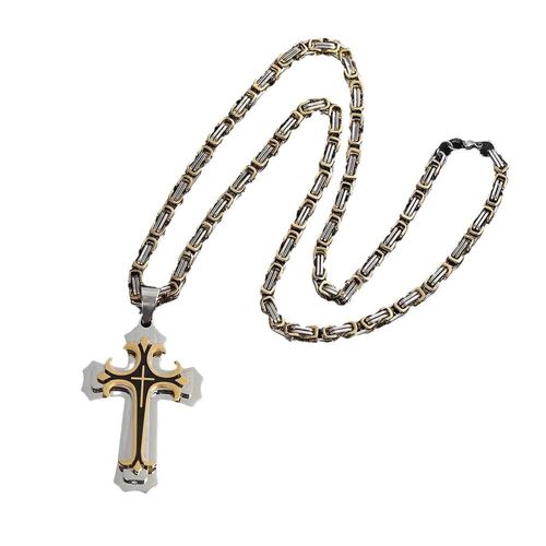 Stainless Steel 18K Gold Plated Christian Cross Charm Pendant for Women's Men's & Unisex-Party & Gift Jewelry