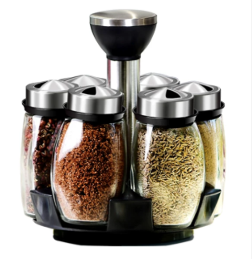 Creative 6pcs Stainless Steel Rotatable Condiment Bottles   Seasoning Pot for Kitchen