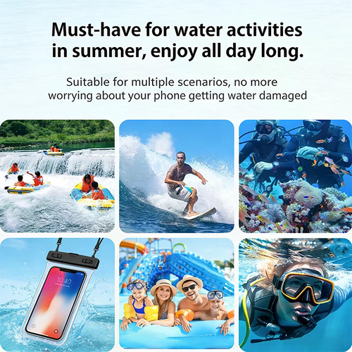 Transparent Waterproof Phone Pouch Luminous Touchscreen Dry Bag with Seal Lock for Swimming Diving Hot Spring Rafting Phone Case