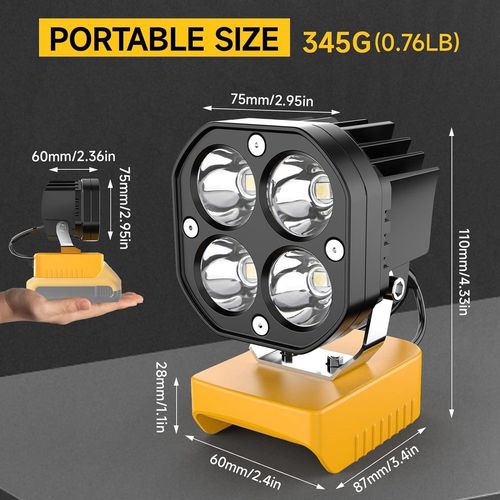 💡 40W Cordless LED Work Light – Brighten Any Job Site Instantly!