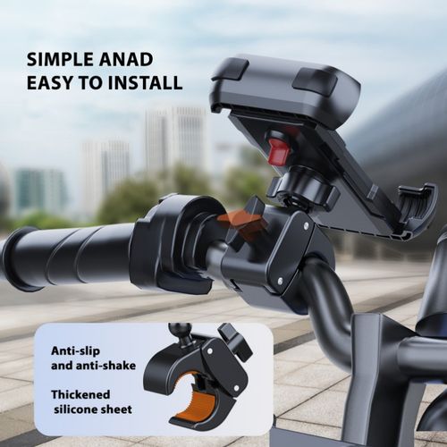 360 Degree Rotation Adjustable Waterproof Bicycle Motorcycle Phone Mount with Handlebar Fix Phone Holder Stand