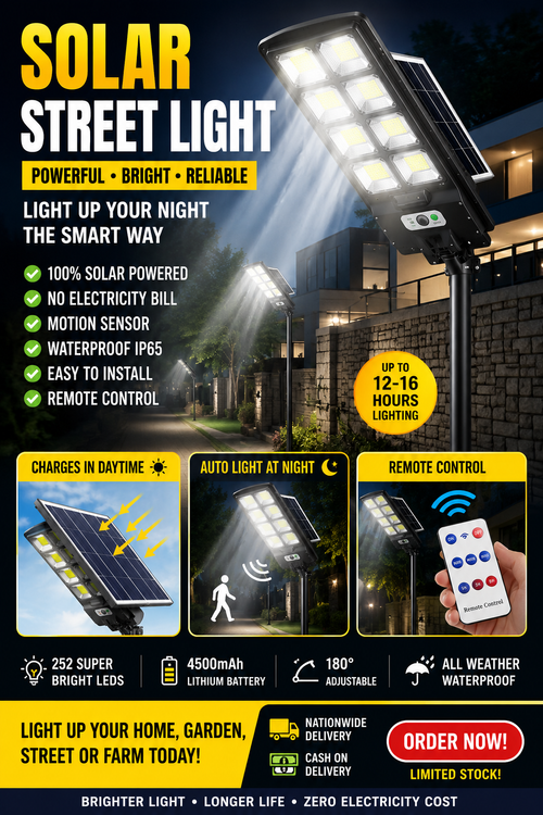 Solar Motion Sensor LED Street Lamp IP65 Waterproof DC Powered Remote Control Multi-Color Temperature High Efficiency Garden
