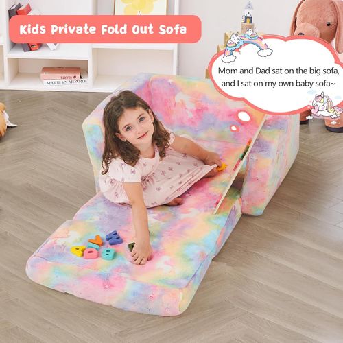 Indoor Toddler Soft Play Sofa Comfy 2-in-1 Soft Flannel Sofa Lounger Convertible Gift for Girls Boys