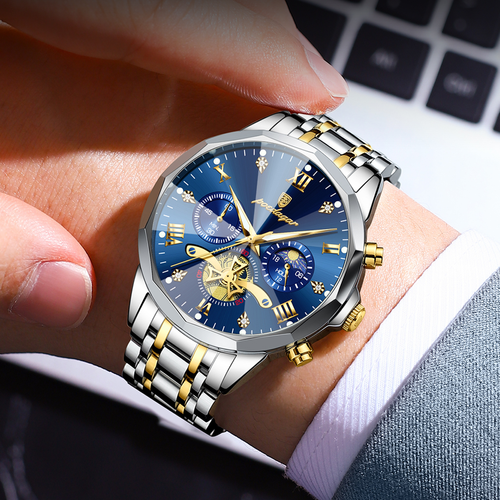 Poedagar 938 Luxury Watch for Men Quartz Stainless Steel Strap Waterproof Luminous Calendar Business Fashion Watch for Gift