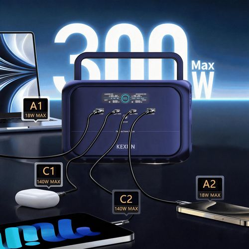 Mini 300W Portable Power Station Solar Generator Pure Sine Wave MPPT Technology Car Compatible Charges Laptop Camera Fan Easily