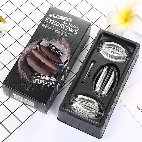 Buy 1 Get 1 FREE Nice New Eyebrow Tools Double Layer 2 Colors Eyebrow Powder Stamp Waterproof Long Lasting Tint Lifted Eyebrow Powder Stencil Kit