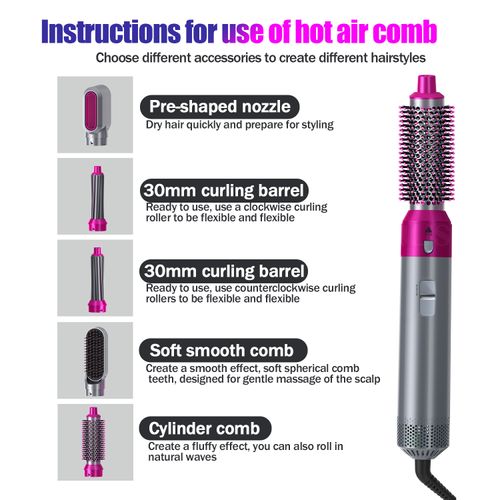 5 in 1 Hair Dryer Complete Styler Hair Curler Straightener Tools