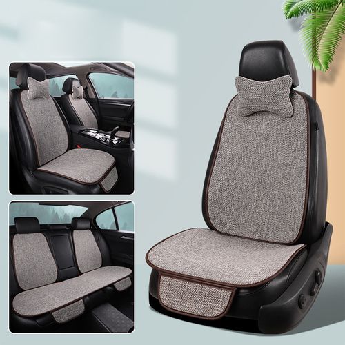 Cotton Linen Car Seat Cushion Breathable and Sweat-Absorbent Non-Slip One-Piece Back Cushion Seat Cover