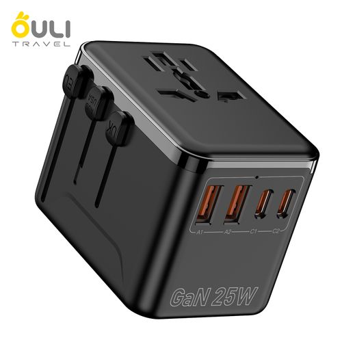 GaN 25W Universal Travel Adapter | 4 Ports, 180+ Countries 🌍