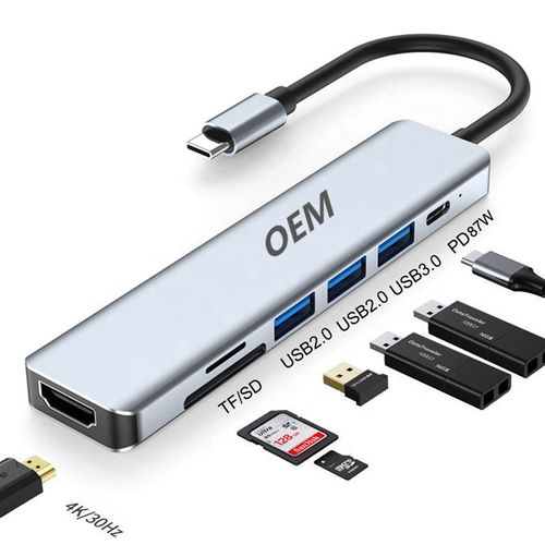 PowerTrans USB-C Hub 7-in-1 Multi-Functional Adapter Docking Station