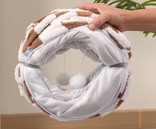 Circular Tunnel Cat Bed Cave S-shaped Design Fashion Modern Cartoon Style Removable Washable Soft Eco-Friendly Polyester
