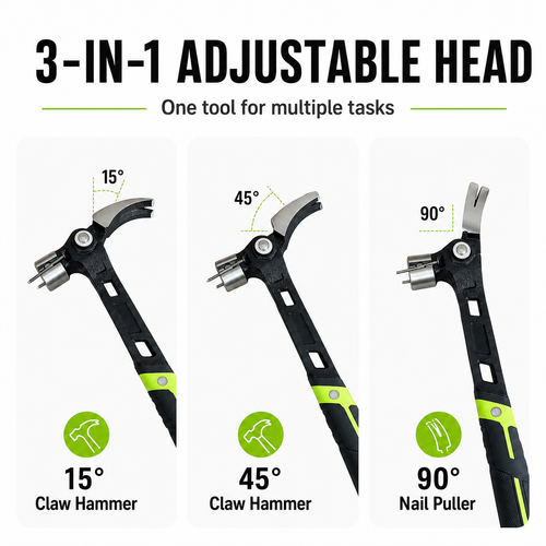3-in-1 adjustable claw hammer