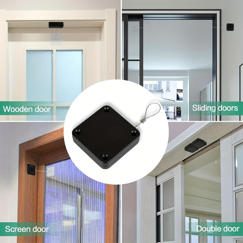 ABS Plastics Black No Drill Automatic Sensor Door Closer Mini Adjustable Soft Closing Door Stop for Bedroom Bathroom School