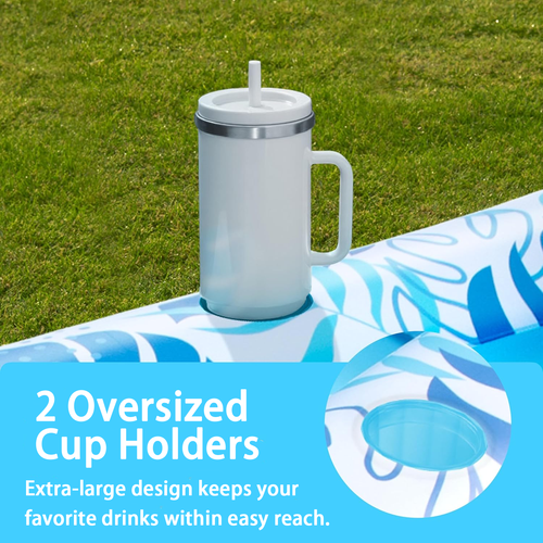 Inflatable PVC Skimboard Water Pool Pillow & Cup Holder Float Row Mat Pool Lounge Tanning Bed Tanning Pool