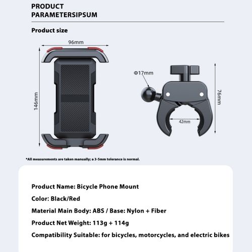 360 Degree Rotation Adjustable Waterproof Bicycle Motorcycle Phone Mount with Handlebar Fix Phone Holder Stand