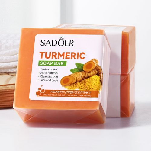 Buy 1 Get 1 Free Reduces Acne Fades Scars Smooth Cleansing Skin Brightening Soap for Dark Spots Natural Turmeric Handmade Soap Bar for Face Body