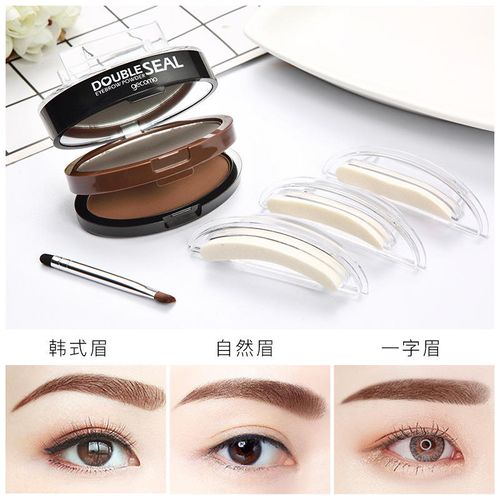 Buy 1 Get 1 FREE Nice New Eyebrow Tools Double Layer 2 Colors Eyebrow Powder Stamp Waterproof Long Lasting Tint Lifted Eyebrow Powder Stencil Kit