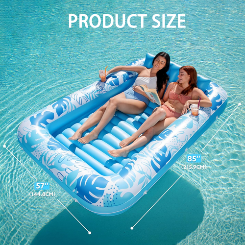 Inflatable PVC Skimboard Water Pool Pillow & Cup Holder Float Row Mat Pool Lounge Tanning Bed Tanning Pool