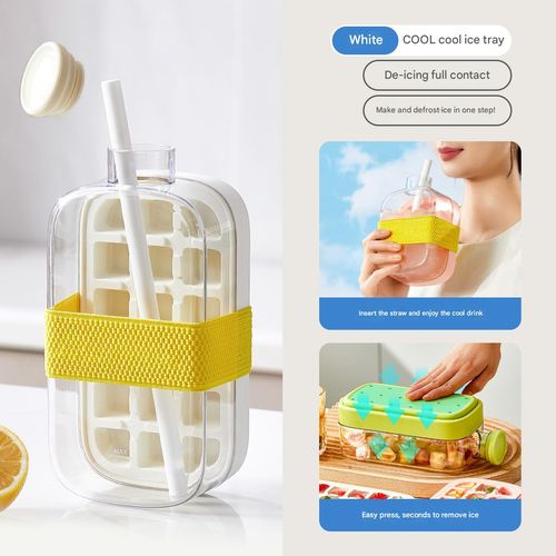 3 in 1 Ice Maker Storage Take Away Iced Fruit Drink Water Bottle Cooling Ice Cube Mold 12 18 Grid Portable for Coffee Americano