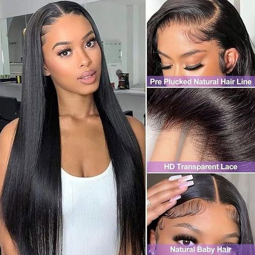 13x6 Natural Black HD Transparent for Wigs Virgin Remy Indian Human Hair Glueless for Women