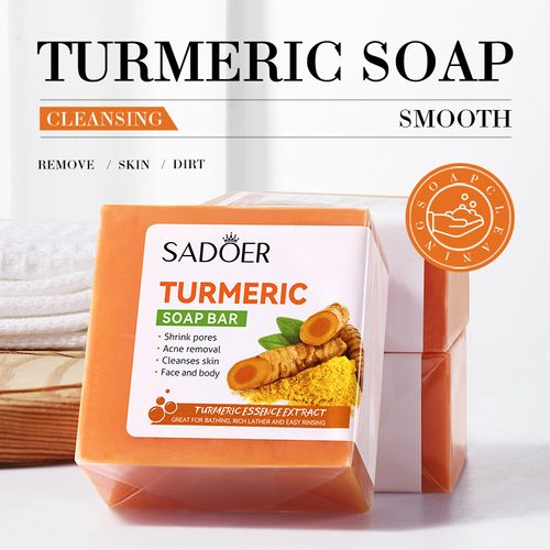 Buy 1 Get 1 Free Reduces Acne Fades Scars Smooth Cleansing Skin Brightening Soap for Dark Spots Natural Turmeric Handmade Soap Bar for Face Body
